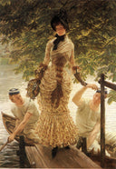 On the Thames by James Tissot — hand-painted portrait oil painting reproduction on canvas