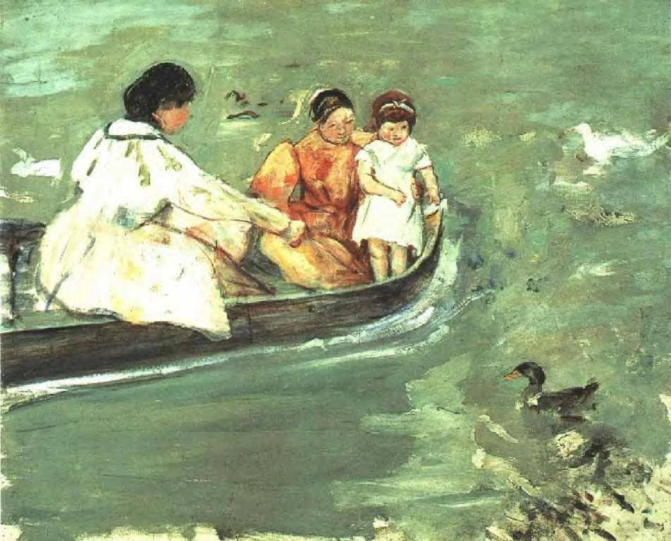 On the Water by Mary Cassatt — hand-painted nautical oil painting reproduction on canvas