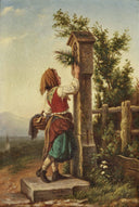 On the way home by Meyer von Bremen — female oil painting wall art, Academicism