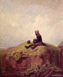 Once upon a time (the knitting outpost) by Carl Spitzweg — hand-painted landscape oil painting reproduction on canvas