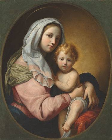 Onorio Marinari Virgin and Child, in a Feigned Oval by Onorio Marinari — hand-painted portrait oil painting reproduction on canvas