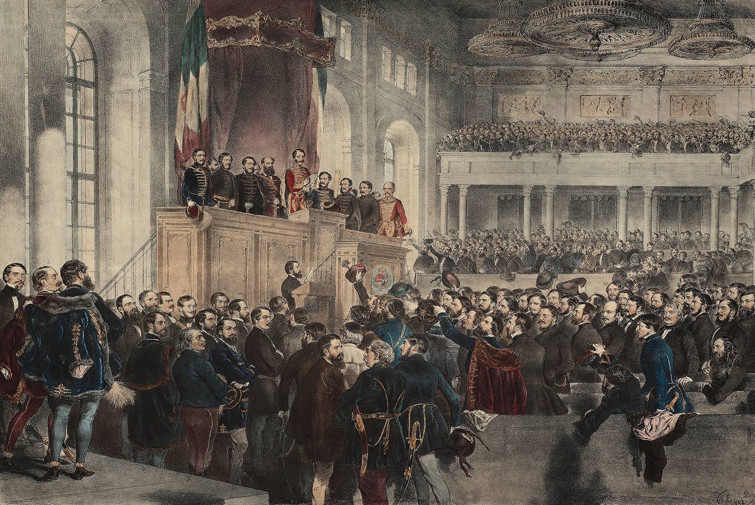 Opening ceremony of the Hungarian parliament, 5 July 1848 - August von Pettenkofen