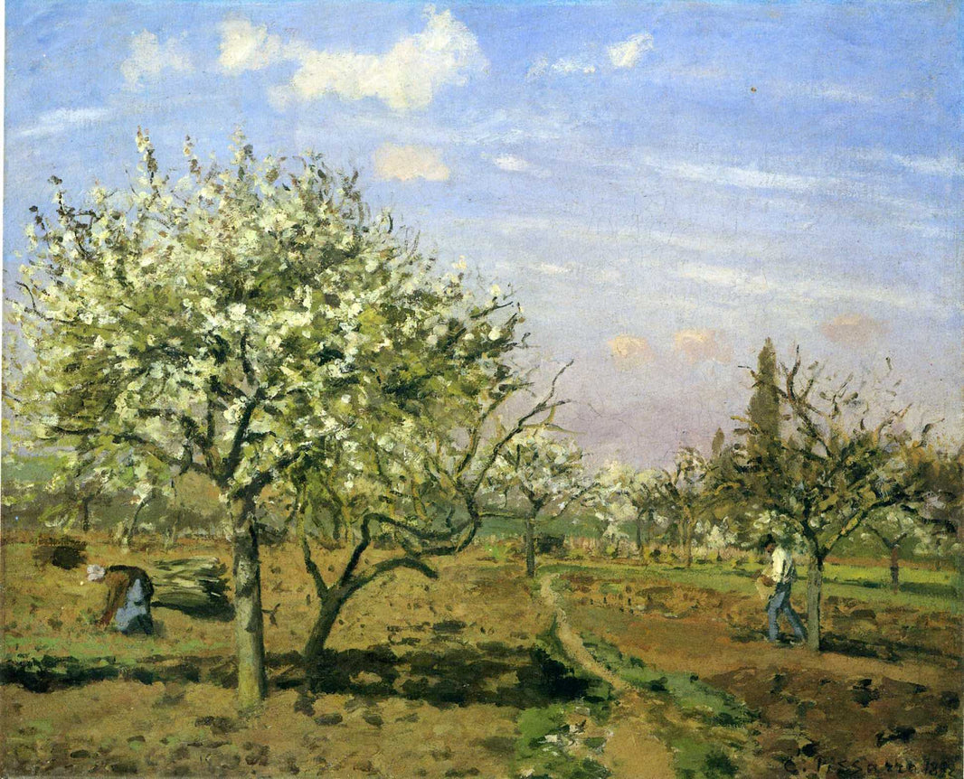 Orchard in Blossom, Louveciennes by Camille Pissarro — hand-painted botanical oil painting reproduction on canvas