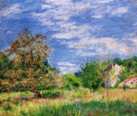 Orchard in Spring by Alfred Sisley — hand-painted botanical oil painting reproduction on canvas