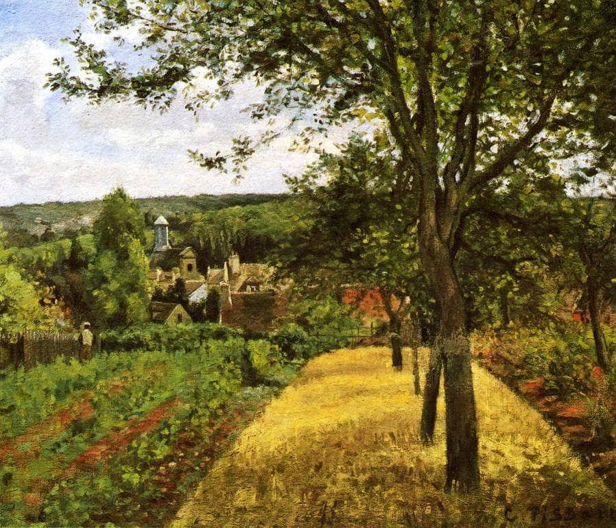 Orchards at Louveciennes by Camille Pissarro — hand-painted botanical oil painting reproduction on canvas