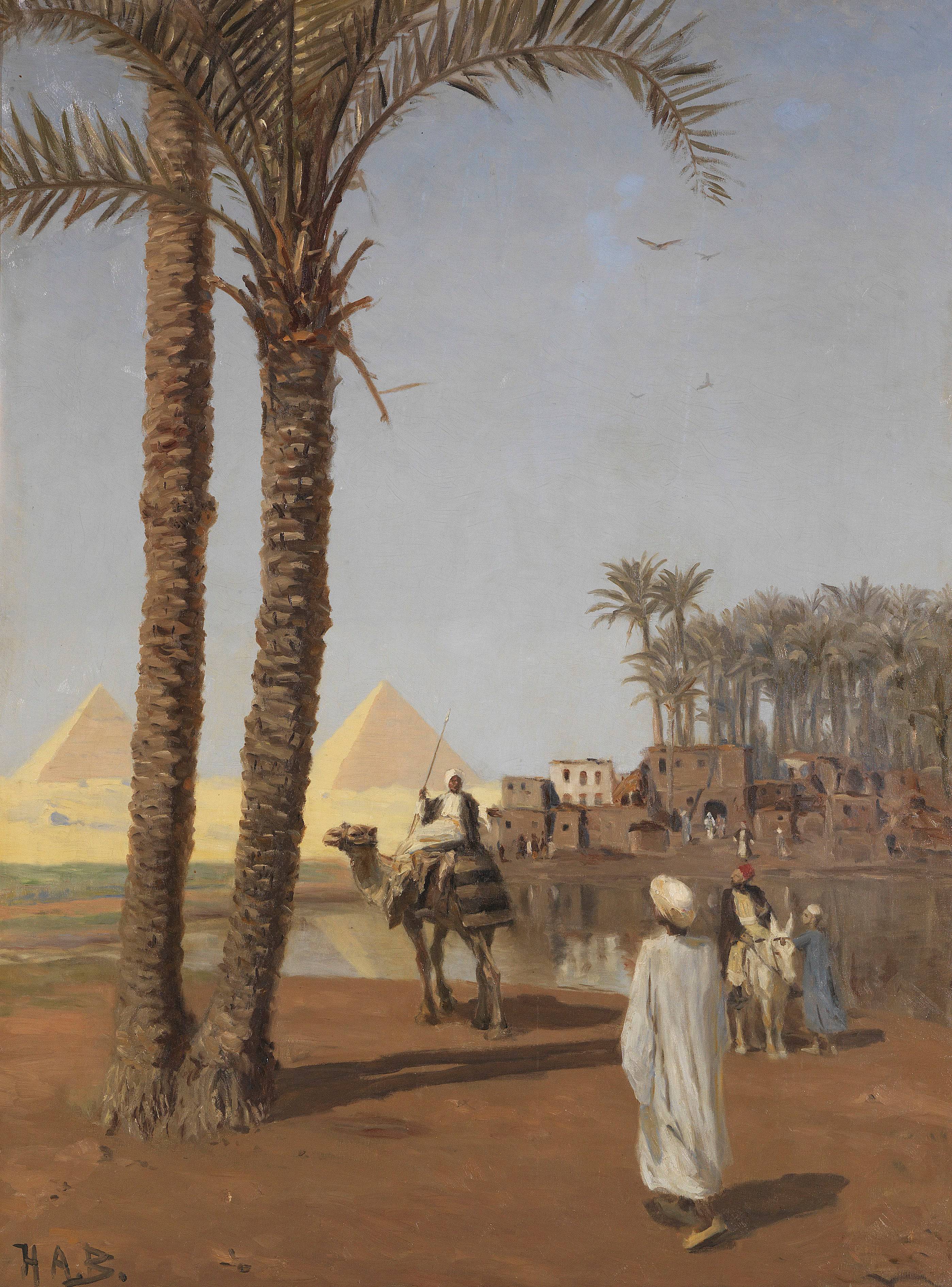 Orientalische Szene, Im Hintergrund Die Pyramiden Von Gizeh - Hans Andersen Brendekilde