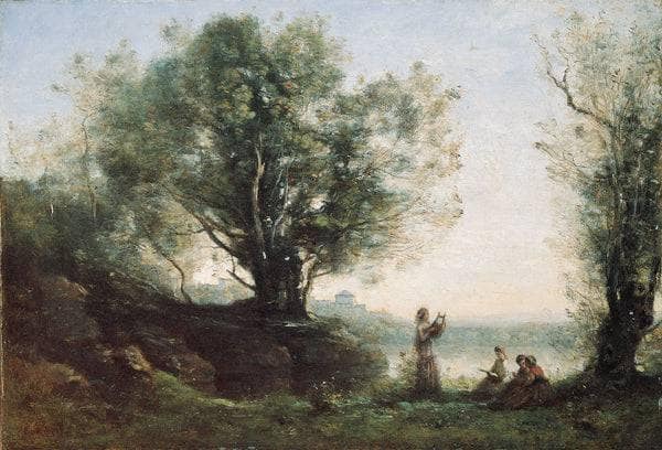 Orpheus Lamenting Eurydice by Camille Corot — hand-painted botanical oil painting reproduction on canvas