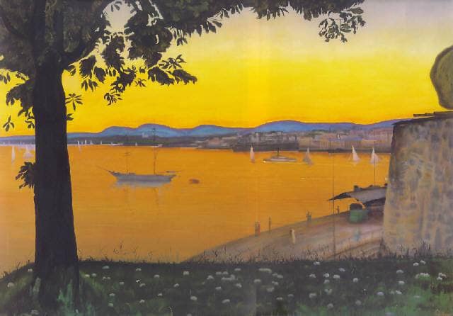 Oslo vista de Akershus by Harald Sohlberg — hand-painted landscape oil painting reproduction on canvas