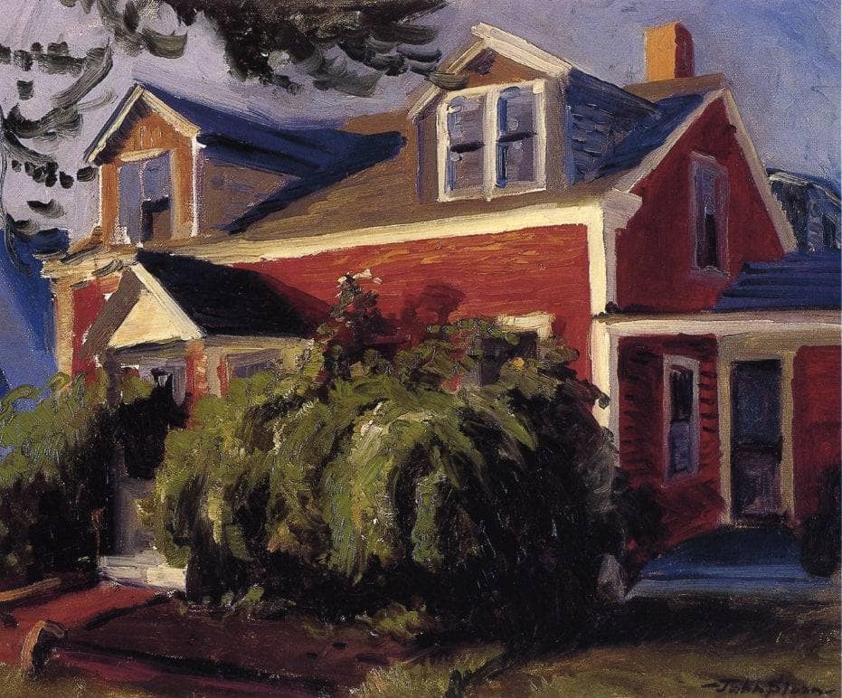 Our Red Cottage, Gloucester by John French Sloan — hand-painted botanical oil painting reproduction on canvas