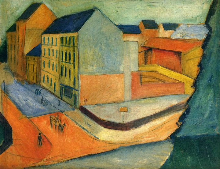 Our street with horse riding, Bonn by August Macke — hand-painted abstract oil painting reproduction on canvas