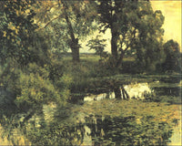 Overgrown pond by Isaac Levitan — hand-painted botanical oil painting reproduction on canvas