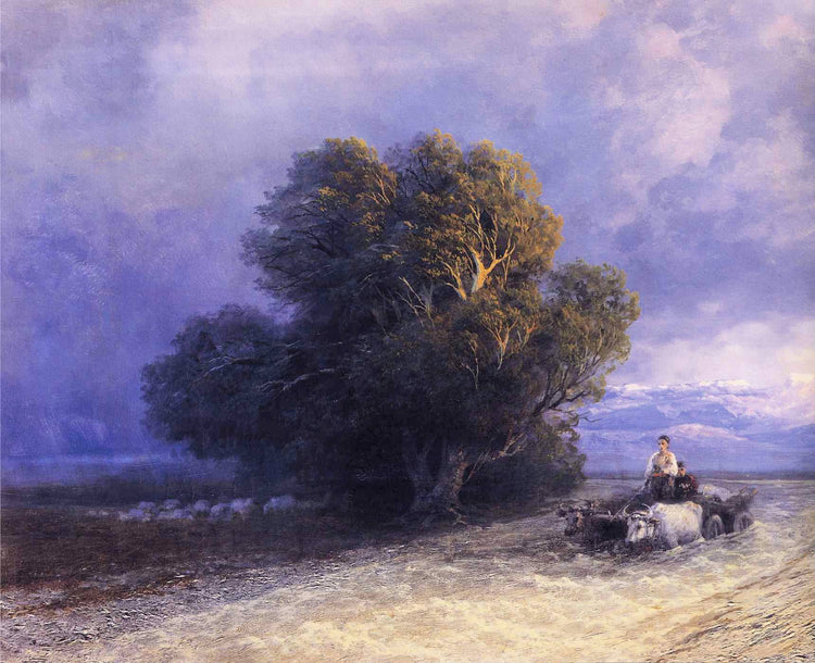 Ox Cart Crossing a Flooded Plain - Ivan Aivazovsky