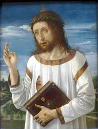 Christ Blessing by Giovanni Bellini — hand-painted portrait oil painting reproduction on canvas