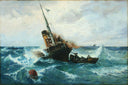 Paddlesteamer in Stormy Weather by Andreas Achenbach — ships oil painting wall art, Romanticism