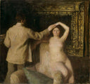 Painter and Model by Karoly Ferenczy — male oil painting wall art, Impressionism