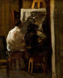 Painters at the easel by Michele Cammarano — hand-painted portrait oil painting reproduction on canvas