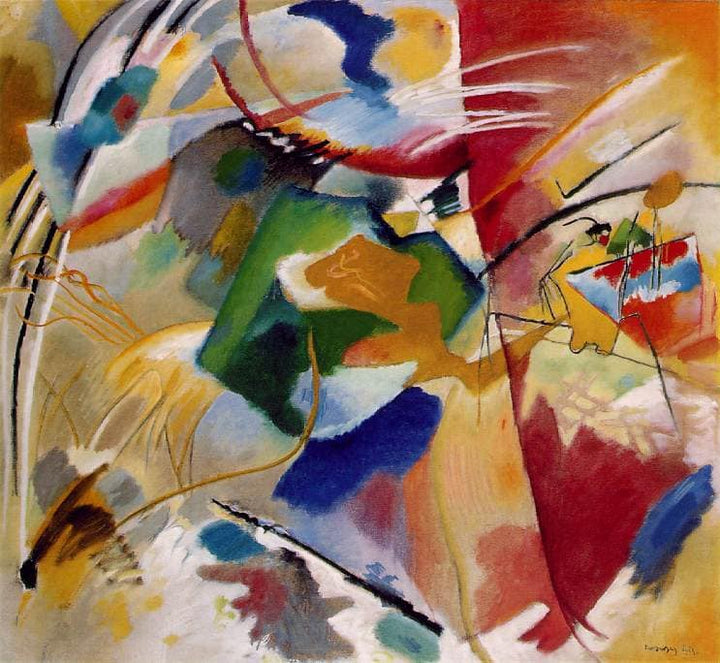 Painting with green center by Wassily Kandinsky — hand-painted abstract oil painting reproduction on canvas