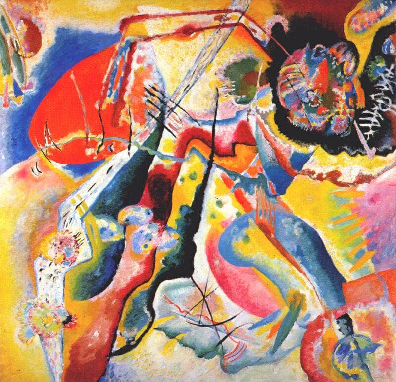 Painting with red spot by Wassily Kandinsky — hand-painted abstract oil painting reproduction on canvas
