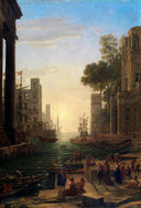 Embarkation of St. Paula Romana at Ostia by Claude Lorrain — ships oil painting wall art