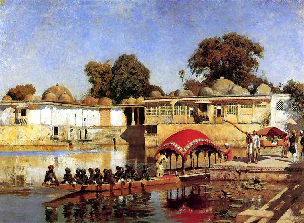 Palace and Lake at Sarket Ahmedabad, India by Edwin Lord Weeks — hand-painted cultural oil painting reproduction on canvas