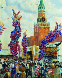 Palm market with Spassky Gate by Boris Kustodiev — hand-painted cultural oil painting reproduction on canvas