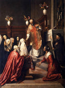 Pasquale Cicogna Hearing Mass Celebrated in the Oratory of the Crociferi by Palma il Giovane — group oil painting wall art, Mannerism Late Renaissance