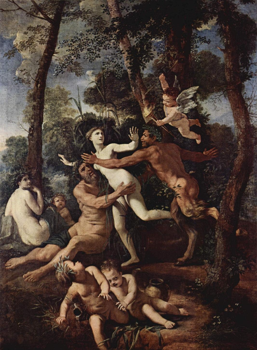 Pan and Syrinx by Nicolas Poussin — hand-painted cultural oil painting reproduction on canvas