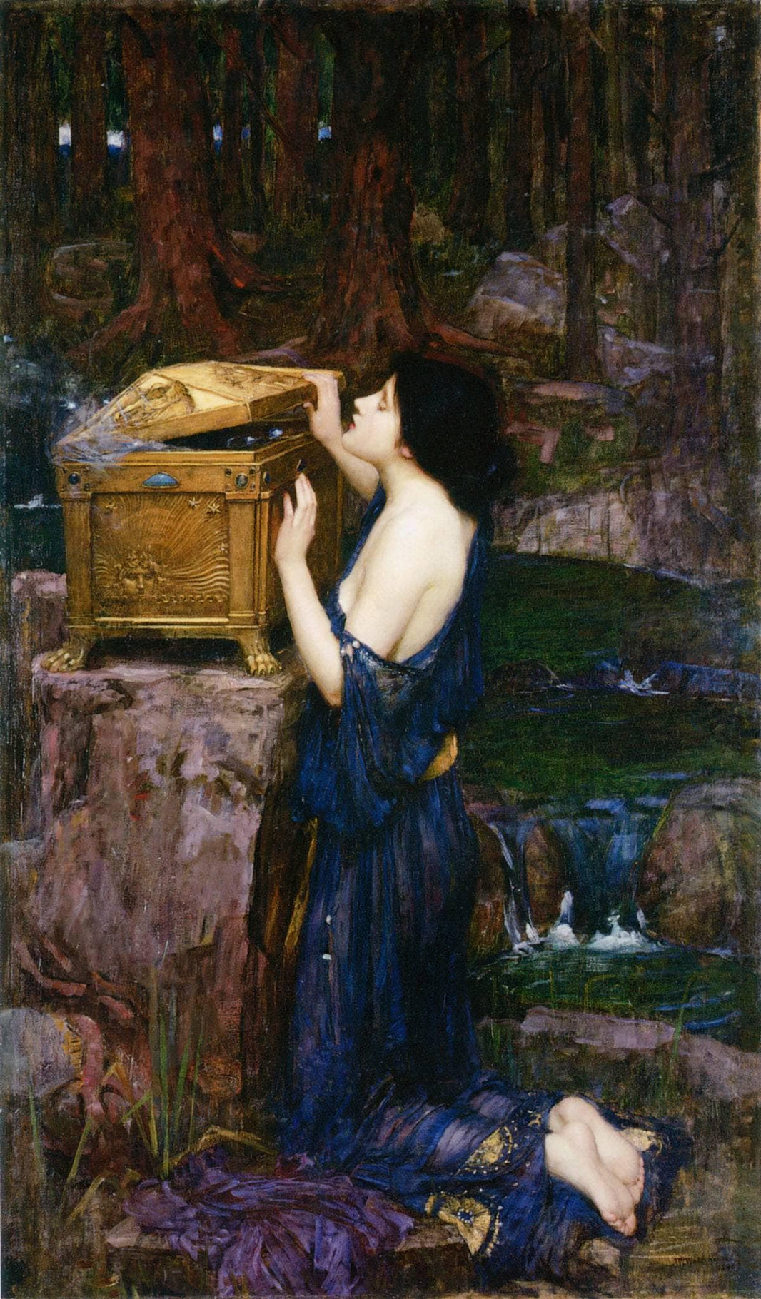 Pandora by John William Waterhouse — hand-painted botanical oil painting reproduction on canvas