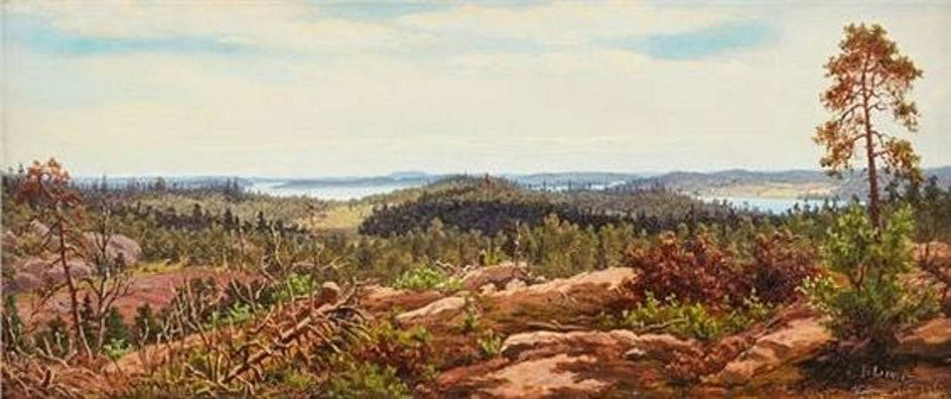 Panoramic view from Häringe towards the sea by Mårten Eskil Winge, hand-painted landscape oil painting reproduction on canvas