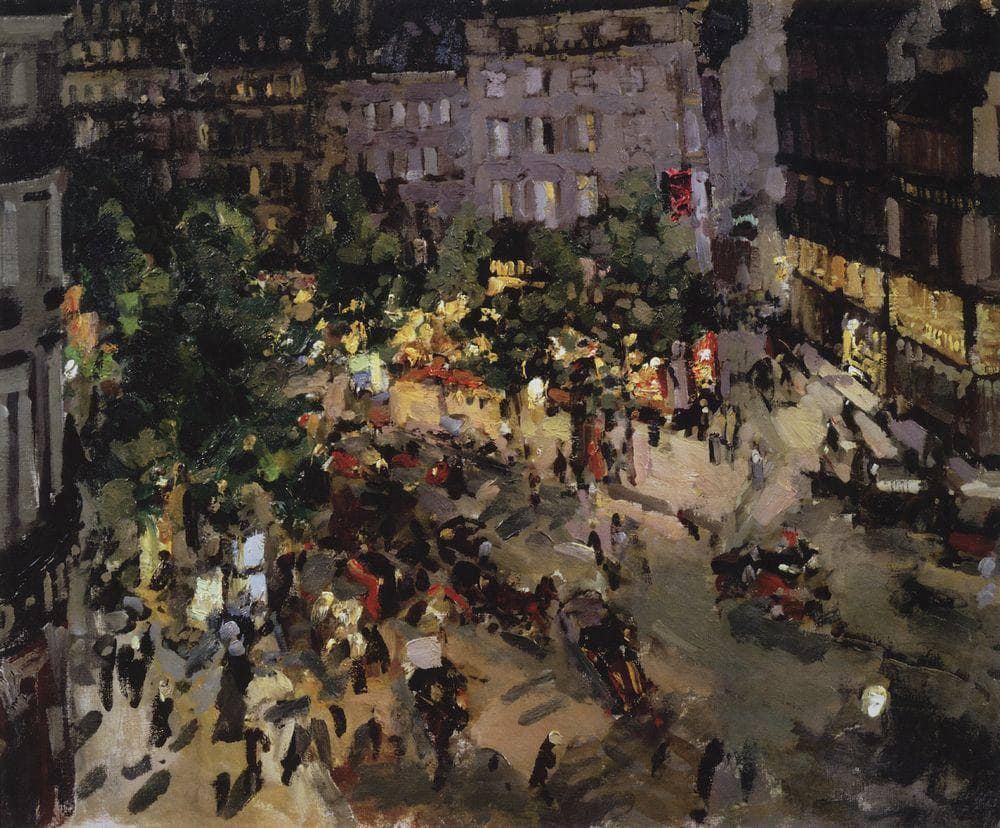 Paris.Boulevard des Capucines. by Konstantin Korovin — hand-painted architectural oil painting reproduction on canvas
