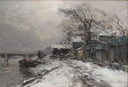 Paris, Quais de la Seine sous la Neige by Pierre-Jacques Pelletier — hand-painted landscape oil painting reproduction on canvas