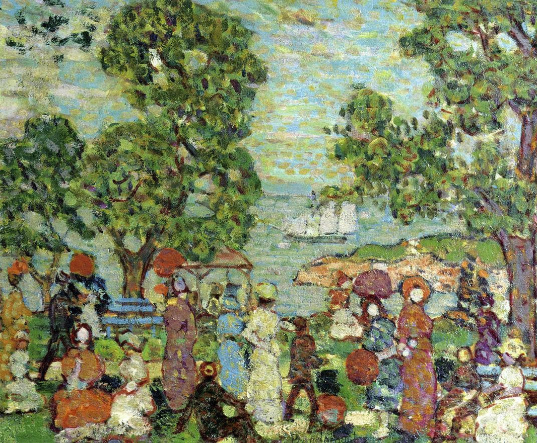 Park Scene NeBay by Maurice Prendergast — hand-painted landscape oil painting reproduction on canvas