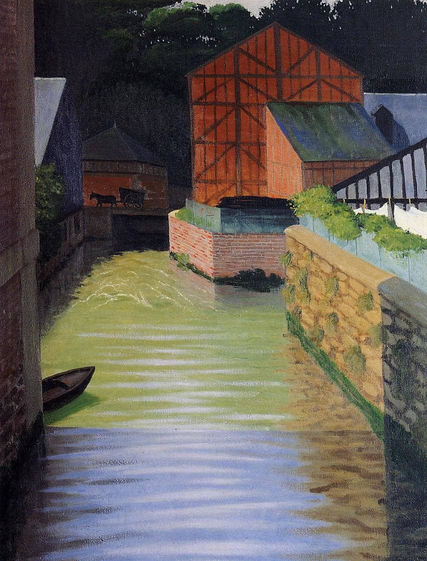 Part of the Town of Pont Audemer by Felix Vallotton — hand-painted botanical oil painting reproduction on canvas