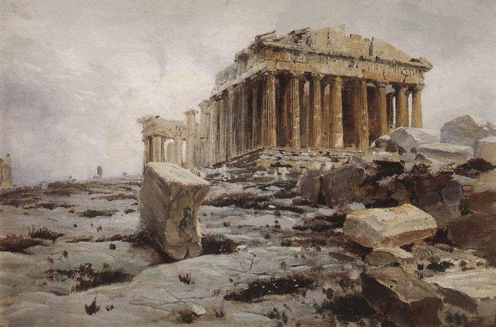 Parthenon. Temple of Athena Parthénos. by Vasily Polenov — hand-painted architectural oil painting reproduction on canvas