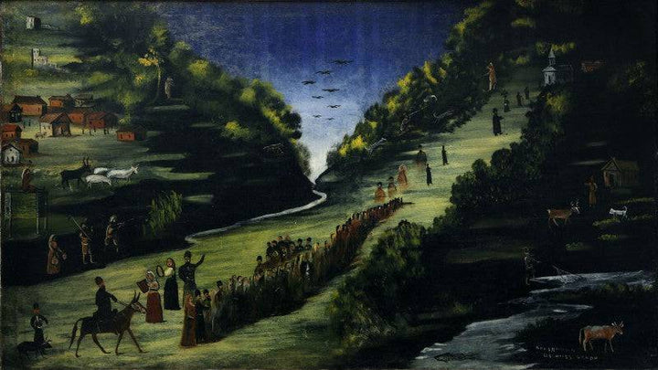 Party by the River Tskheniszkali by Niko Pirosmani — hand-painted landscape oil painting reproduction on canvas