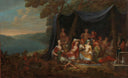 Partying Turkish Courtiers in front of a Tent by Jean Baptiste Vanmour — group oil painting wall art, Orientalism
