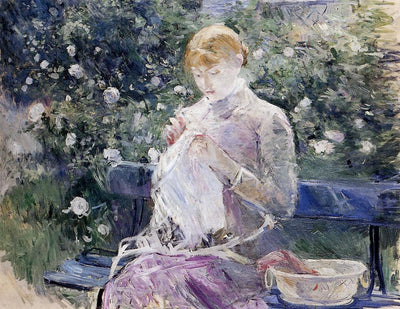 Pasie sewing in Bougival's Garden in home office