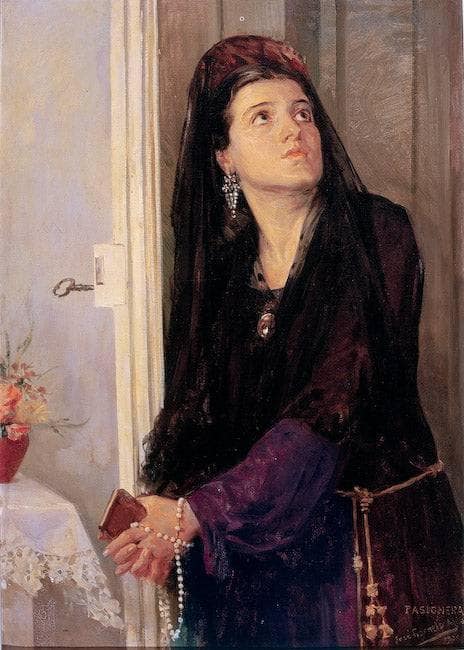 Pasionera by José Garnelo — hand-painted portrait oil painting reproduction on canvas