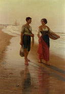 A walk on the beach by Pasquale Celommi — hand-painted portrait oil painting reproduction on canvas