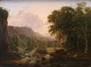 Passage at the ford by Hendrik Voogd — river oil painting wall art, Romanticism