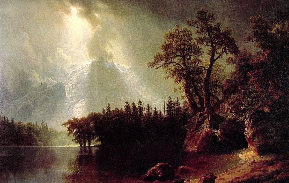 Passing Storm over the Sierra Nevada by Albert Bierstadt — hand-painted botanical oil painting reproduction on canvas
