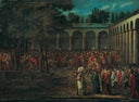 Passing the Ambassadorial Delegation through the Second Courtyard of TopkapÄ± Palace by Jean Baptiste Vanmour — hand-painted architectural oil painting reproduction on canvas