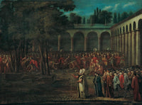 Passing the Ambassadorial Delegation through the Second Courtyard of TopkapÄ± Palace by Jean Baptiste Vanmour — hand-painted architectural oil painting reproduction on canvas