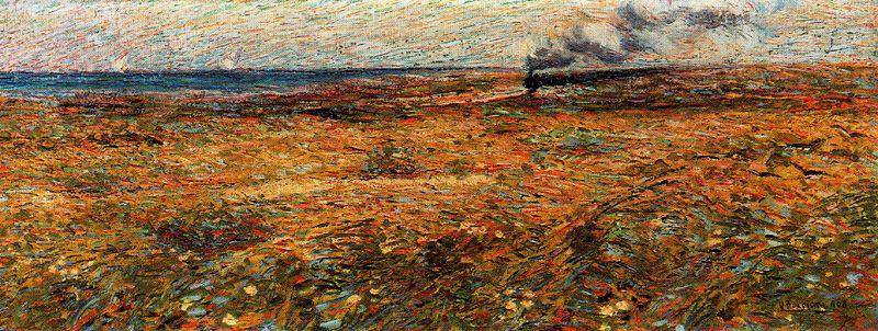 Passing Train by Umberto Boccioni, hand-painted botanical oil painting reproduction on canvas
