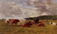 Pasture at Deauville by Eugene Boudin — hand-painted animal oil painting reproduction on canvas
