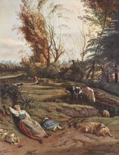 Pasture with two sleeping Shepherdesses in bedroom