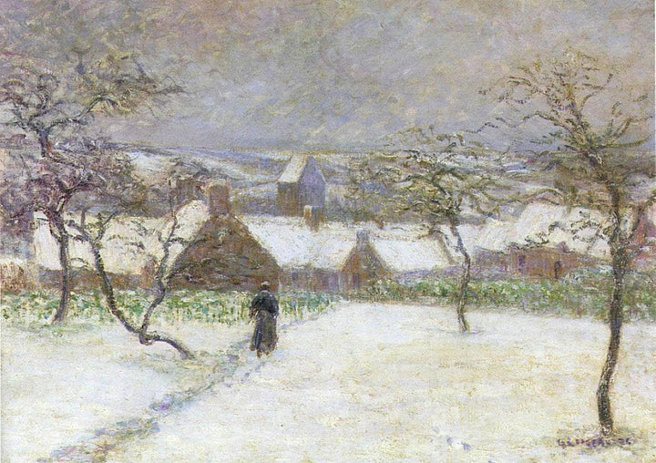 Path in the Snow by Gustave Loiseau — hand-painted architectural oil painting reproduction on canvas