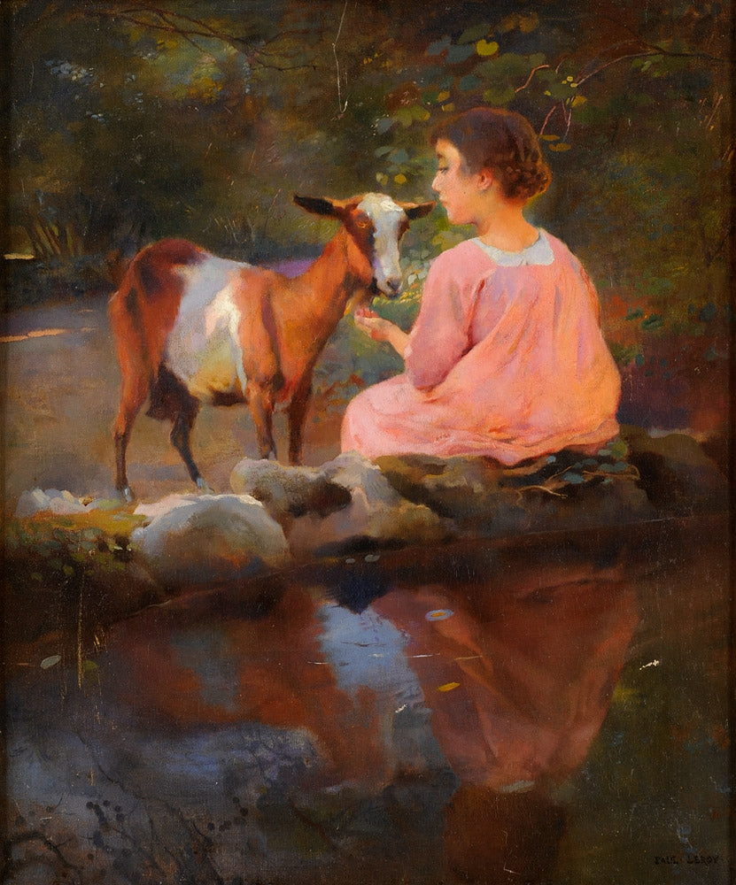 A La Fontaine, Alger by Paul Leroy — hand-painted animal oil painting reproduction on canvas