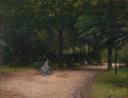 Feeding birds in the park by Paul Peel — forest oil painting wall art, Romanticism