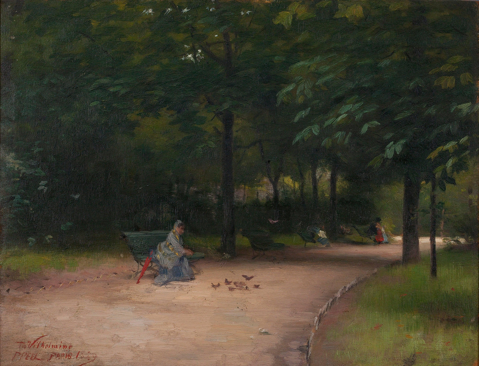 Feeding birds in the park